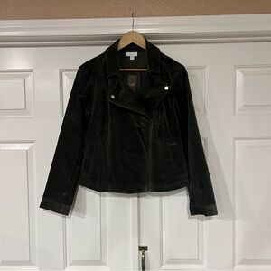 J. Jill Dark Green Leather Jacket
